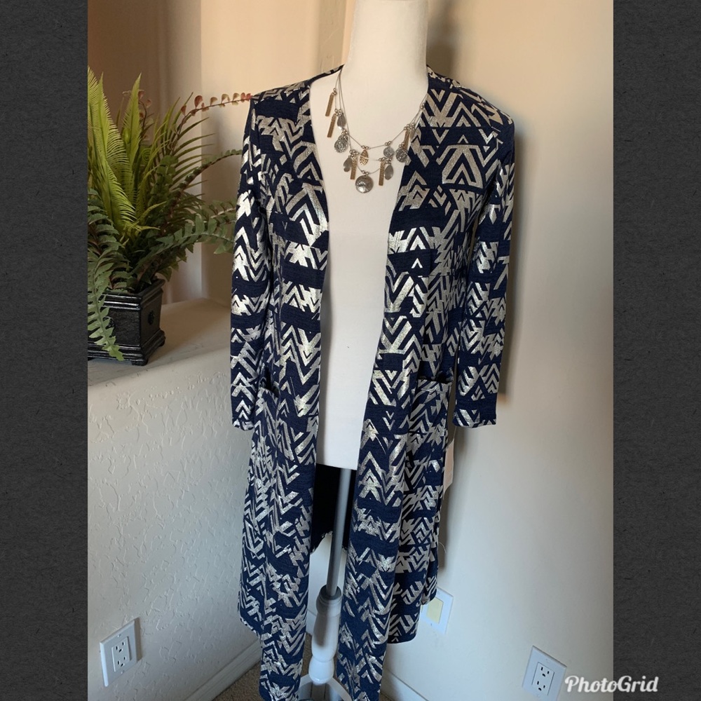 NWT!✨LuLaRoe Sarah Metallic Chevron Long Cardigan